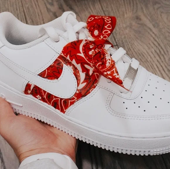 Nike Shoes Air Force S With Red Bandana Wrapped Around Poshmark